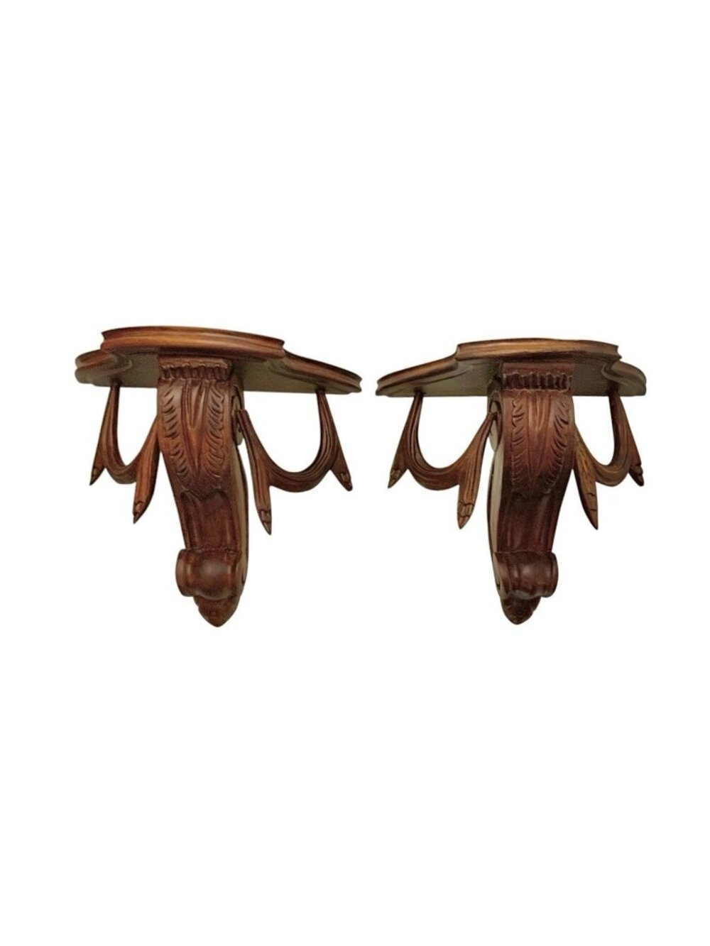 Wall Shelf Pair Carved Wood Ornate Shelves  Vintage Regency Decor